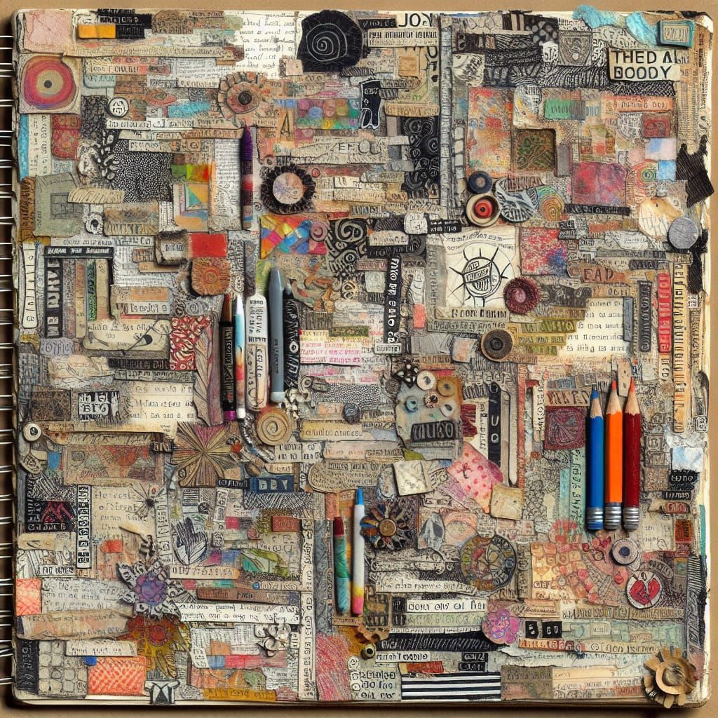 Mixed Media Junk Journal Page with Scribbles