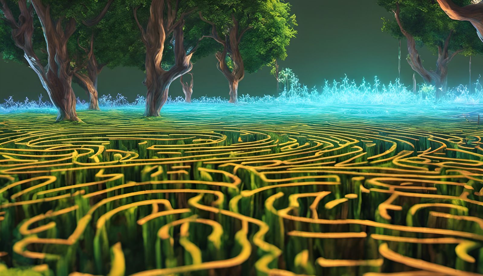 Mystical Labyrinth at an Enchanted Forest Festival