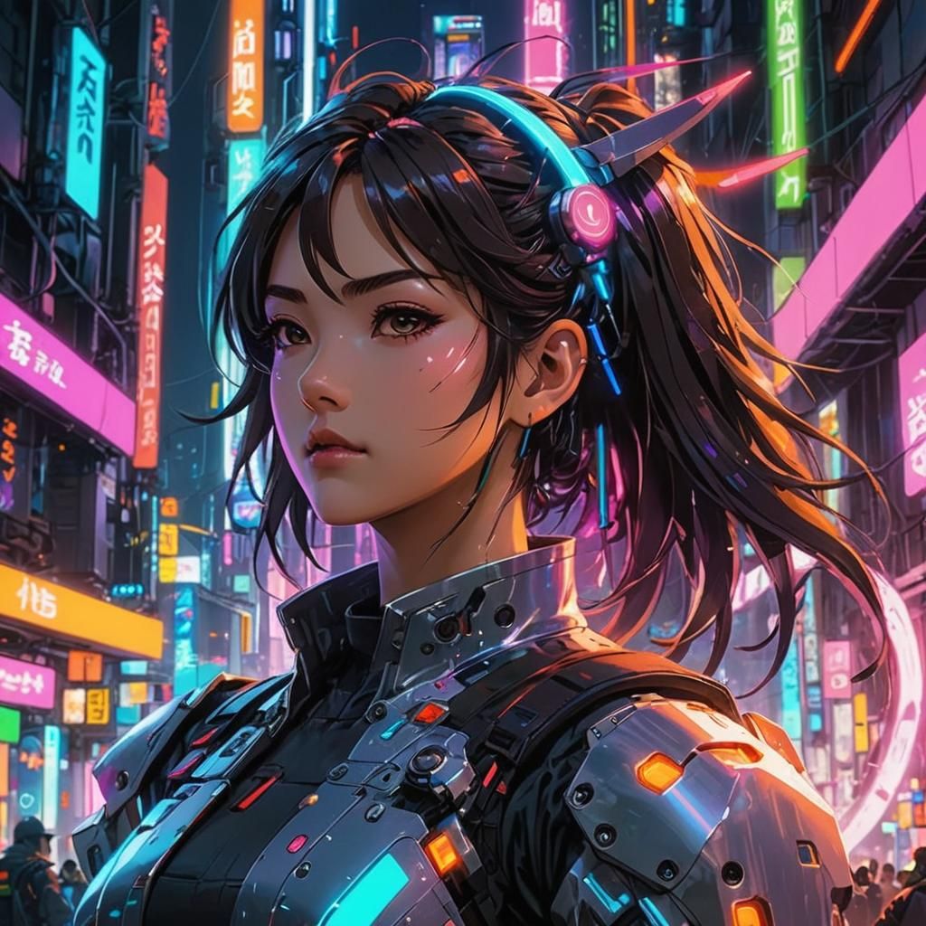 Cyberpunk Anime Girl Made of Nintendo Switch