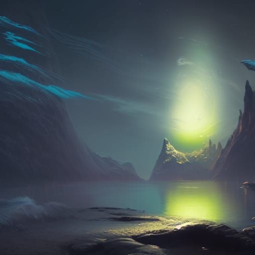 Fantasy Landscape with Northern Lights in 8K