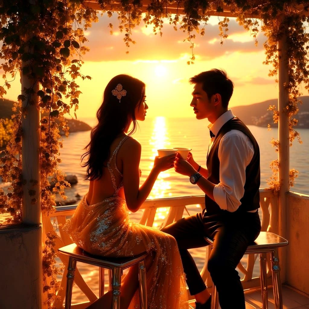Romantic Evening in Santorini with a Magical Sunset