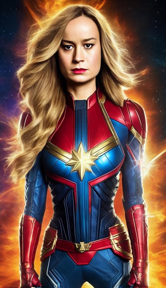 Hyperrealistic Captain Marvel Portrait in Space