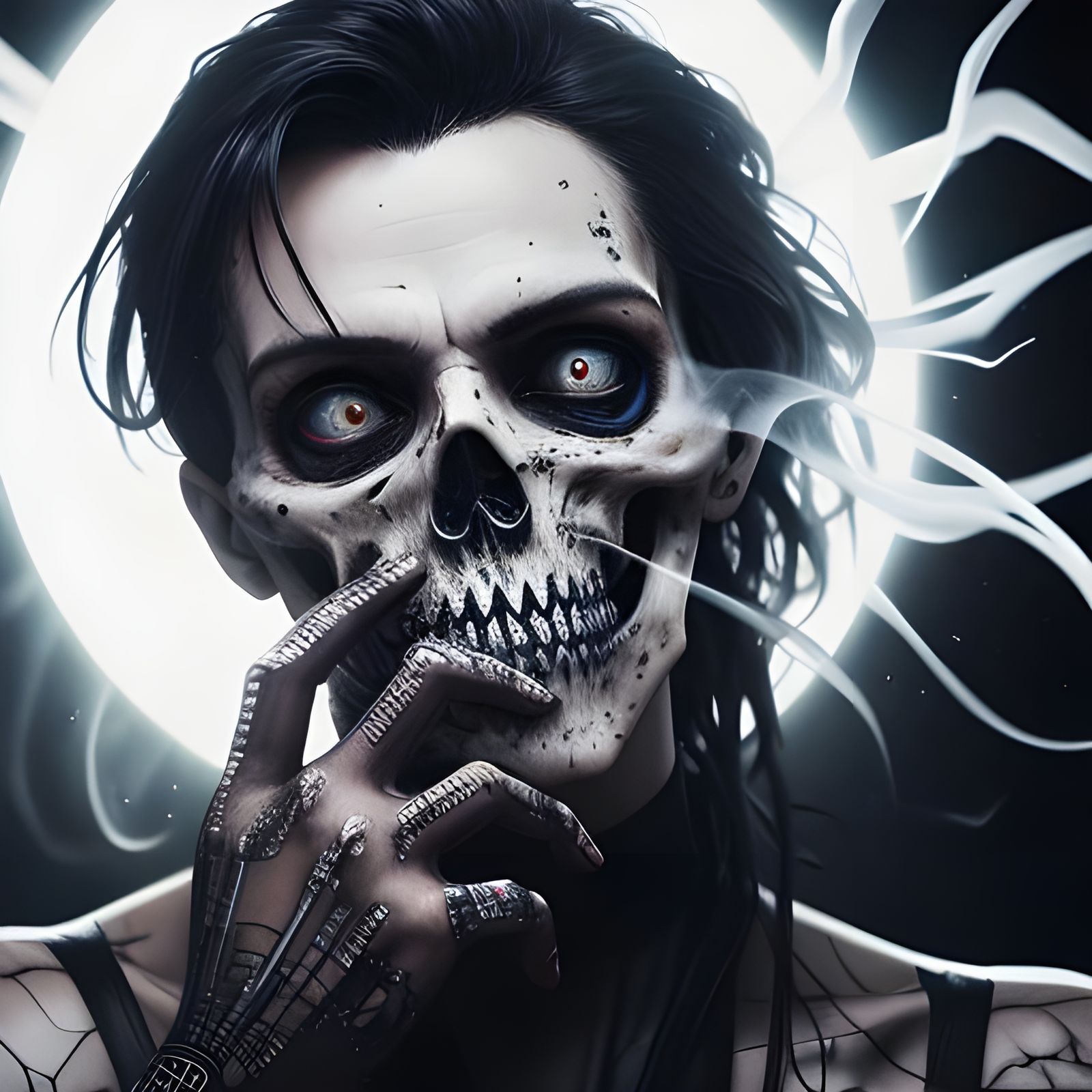 Death Holding Light Orb with Glitch Effects