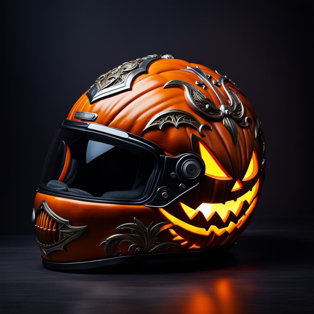 Halloween pumpkin helmet