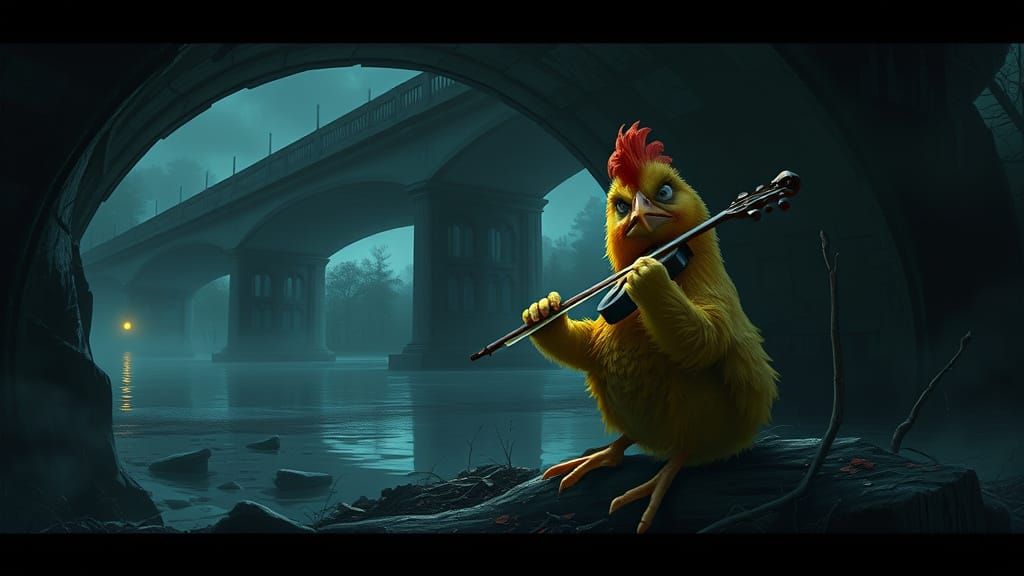 Grumpy Chick's Bioluminescent Violin Serenade