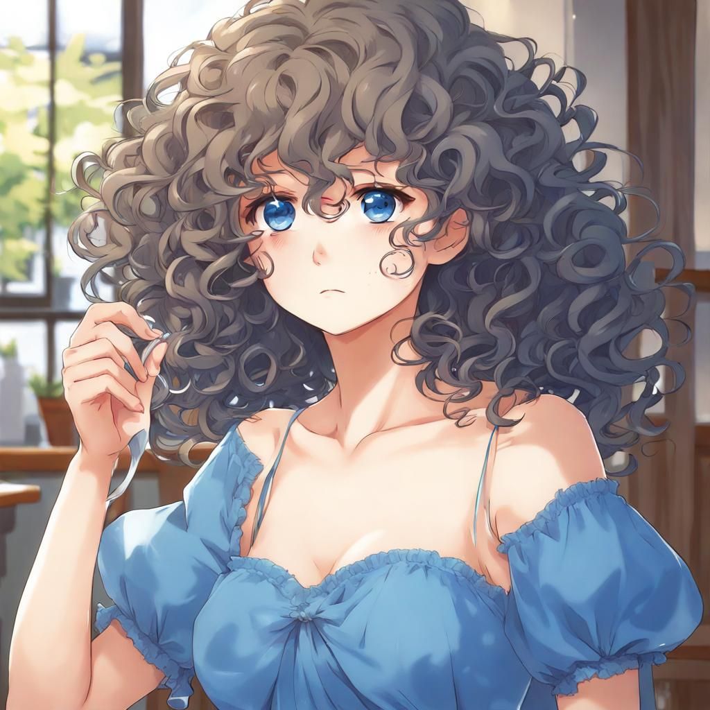 Anime Style: Drunk Girl in Blue Dress