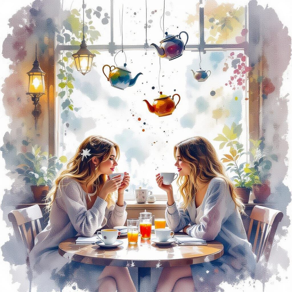Enchanted Cosy Cafe With Floating Teapots
