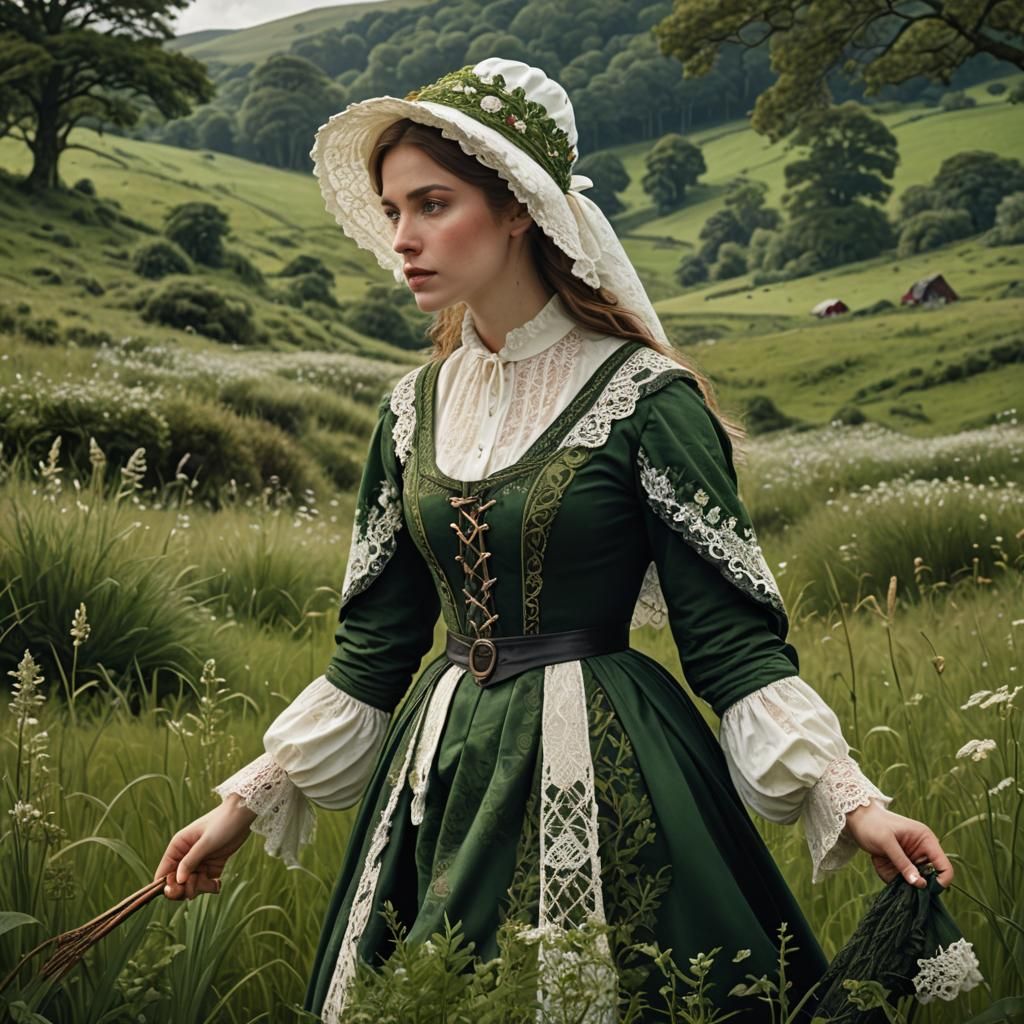 Welsh Woman in Traditional Dress, Matte Painting