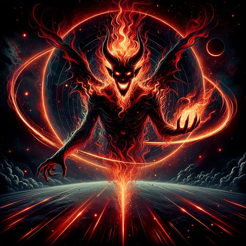 Fiery Demon's Neon Space Journey