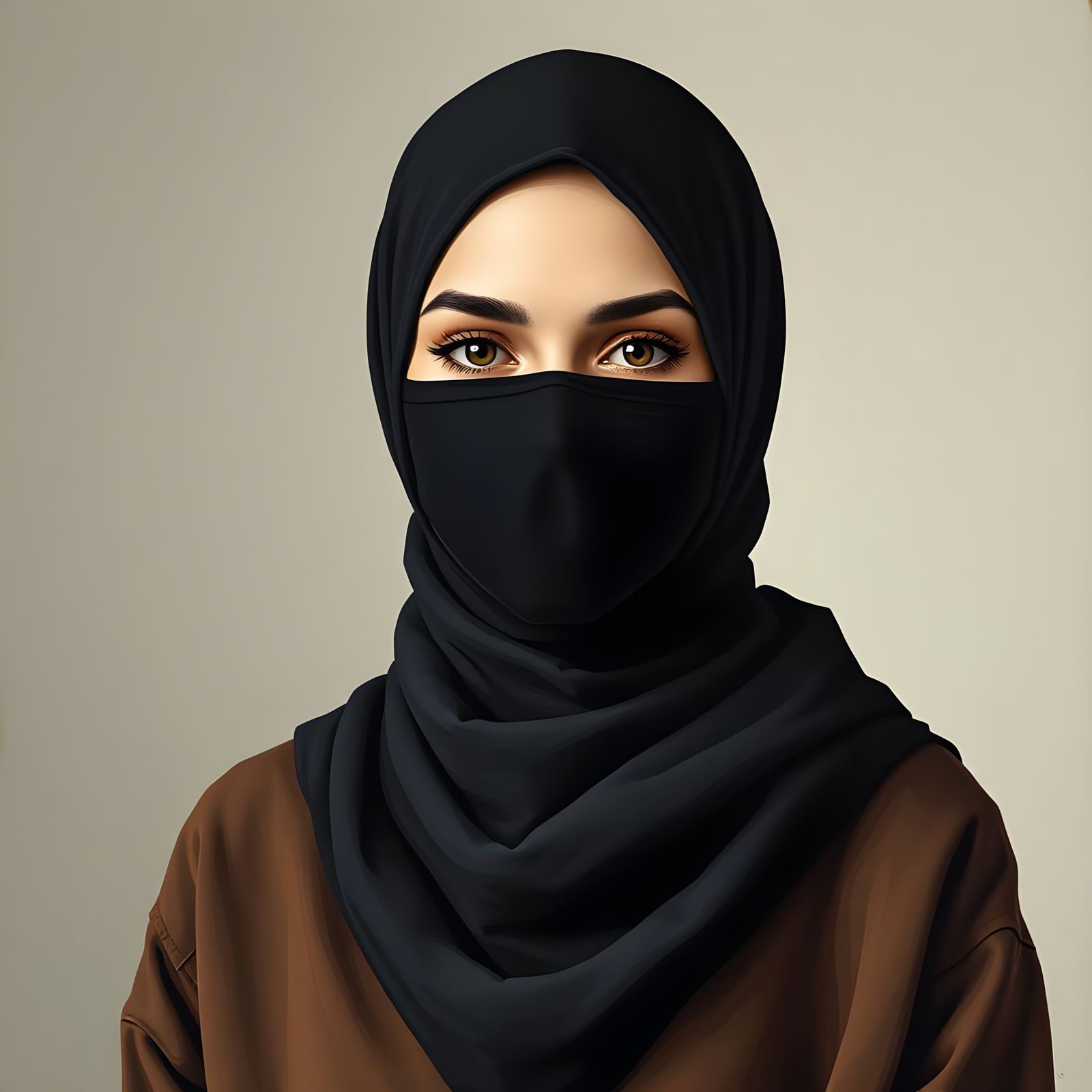 Modern Oil Painting of Woman in Hijab