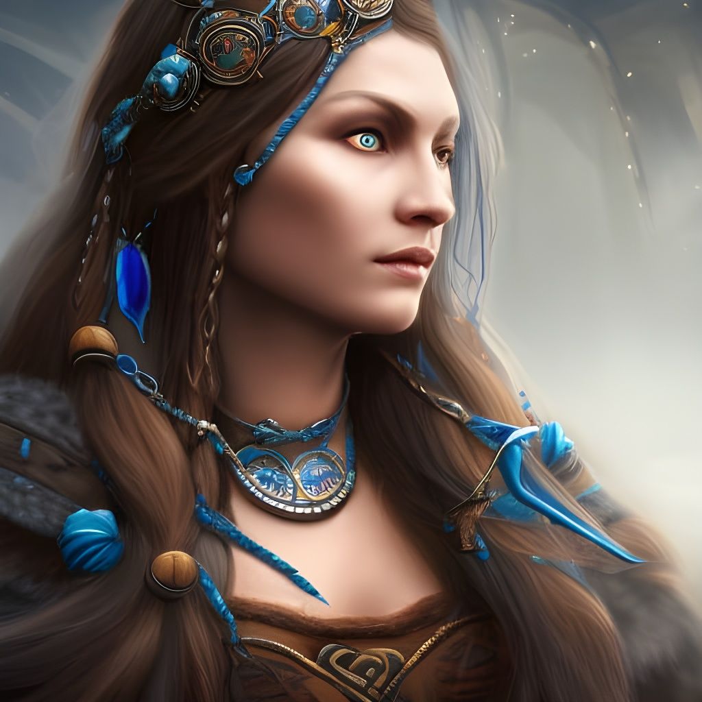 Viking Shield Maiden with Blue Eyes