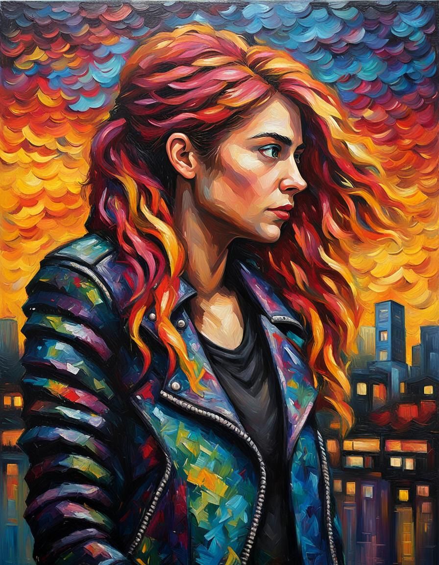 Sunset Shimmer in Cyberpunk Neo-Impressionism Style