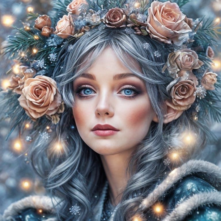Snow Fairy in Winter Forest Digital Art