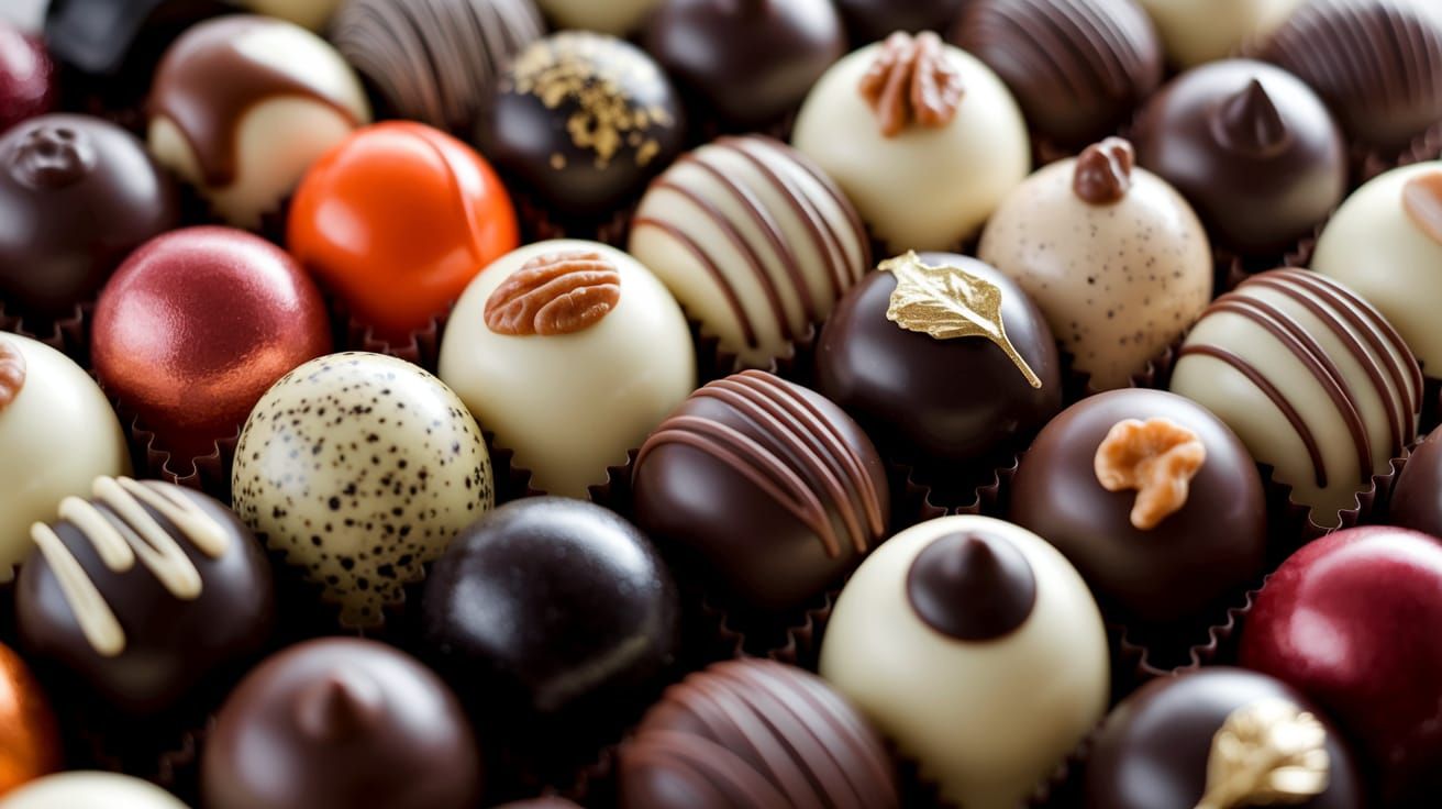 Artisan Chocolates in Luxurious Grid Arrangement