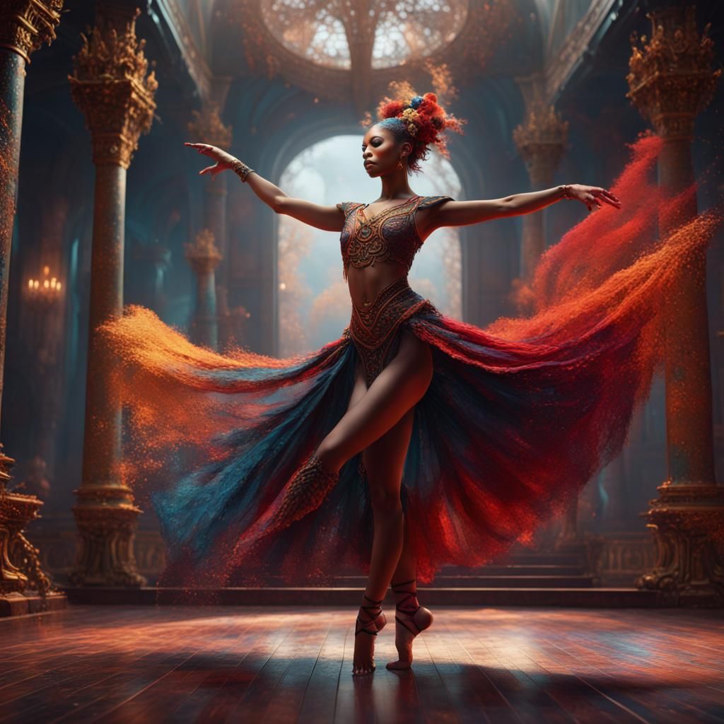 Colorful Dancer in Detailed Fantasy Art