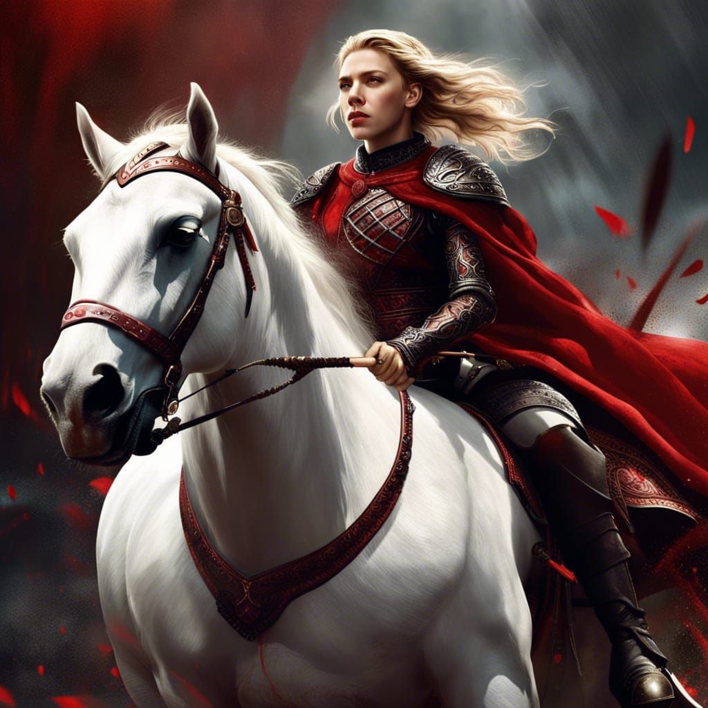 Scarlett Johansson as Battle Maiden on Horse