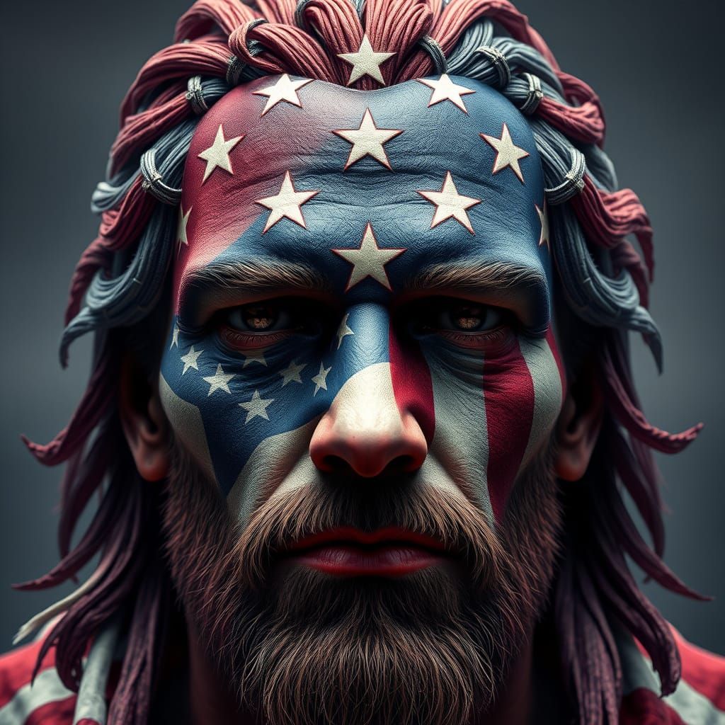 Patriotic Male Emblem in 8K Matte Painting Style