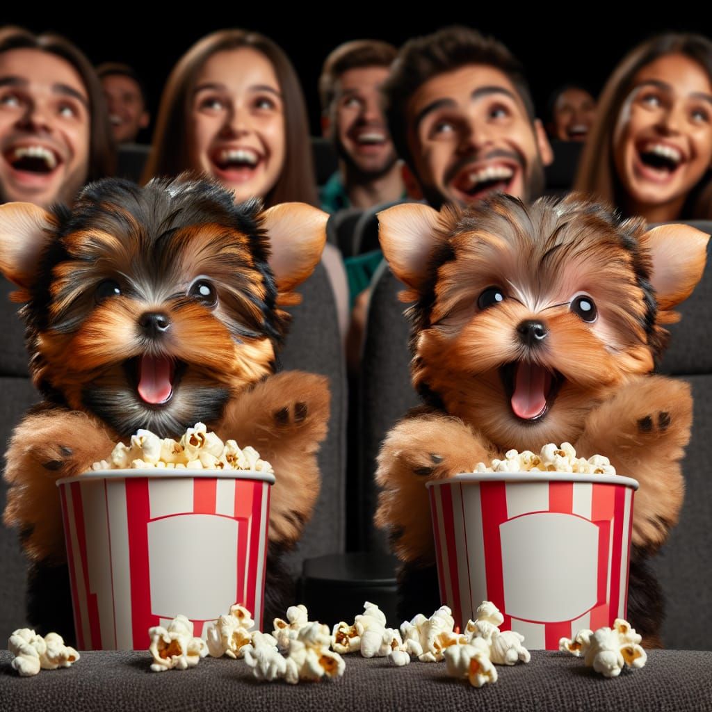 Yorkie Puppies Enjoy Cinema Night