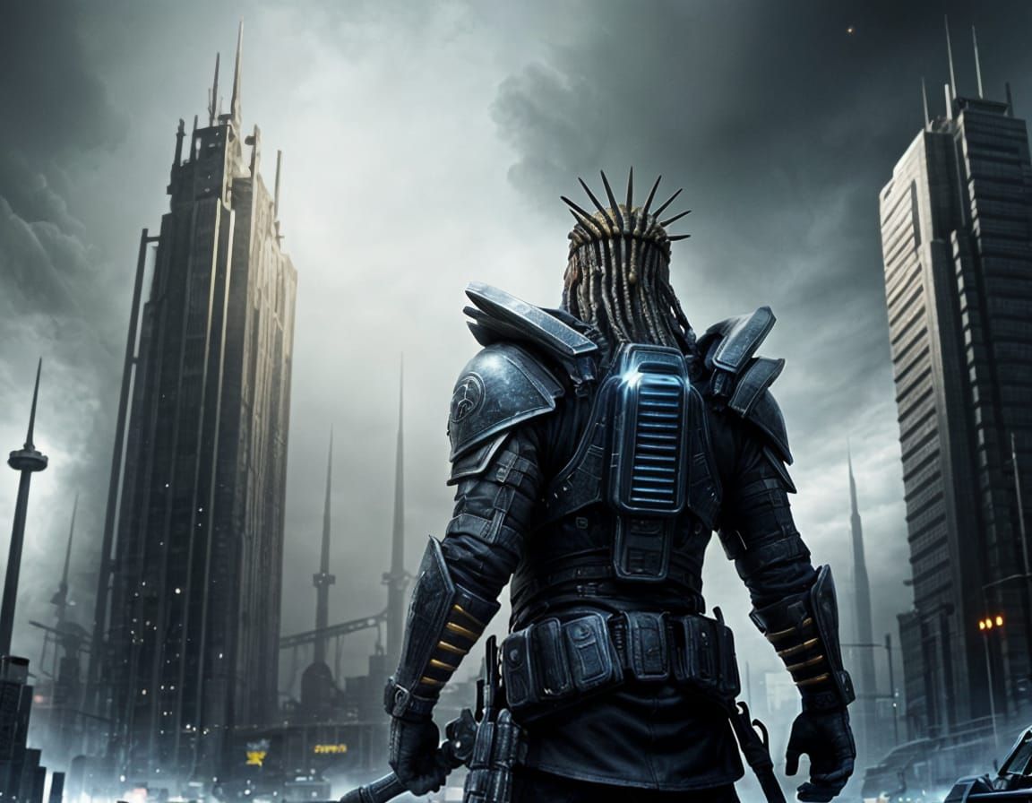 Cyberpunk Cityscape at Dusk