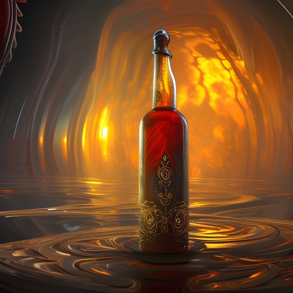 Golden Swirl Potion in Glass Bottle