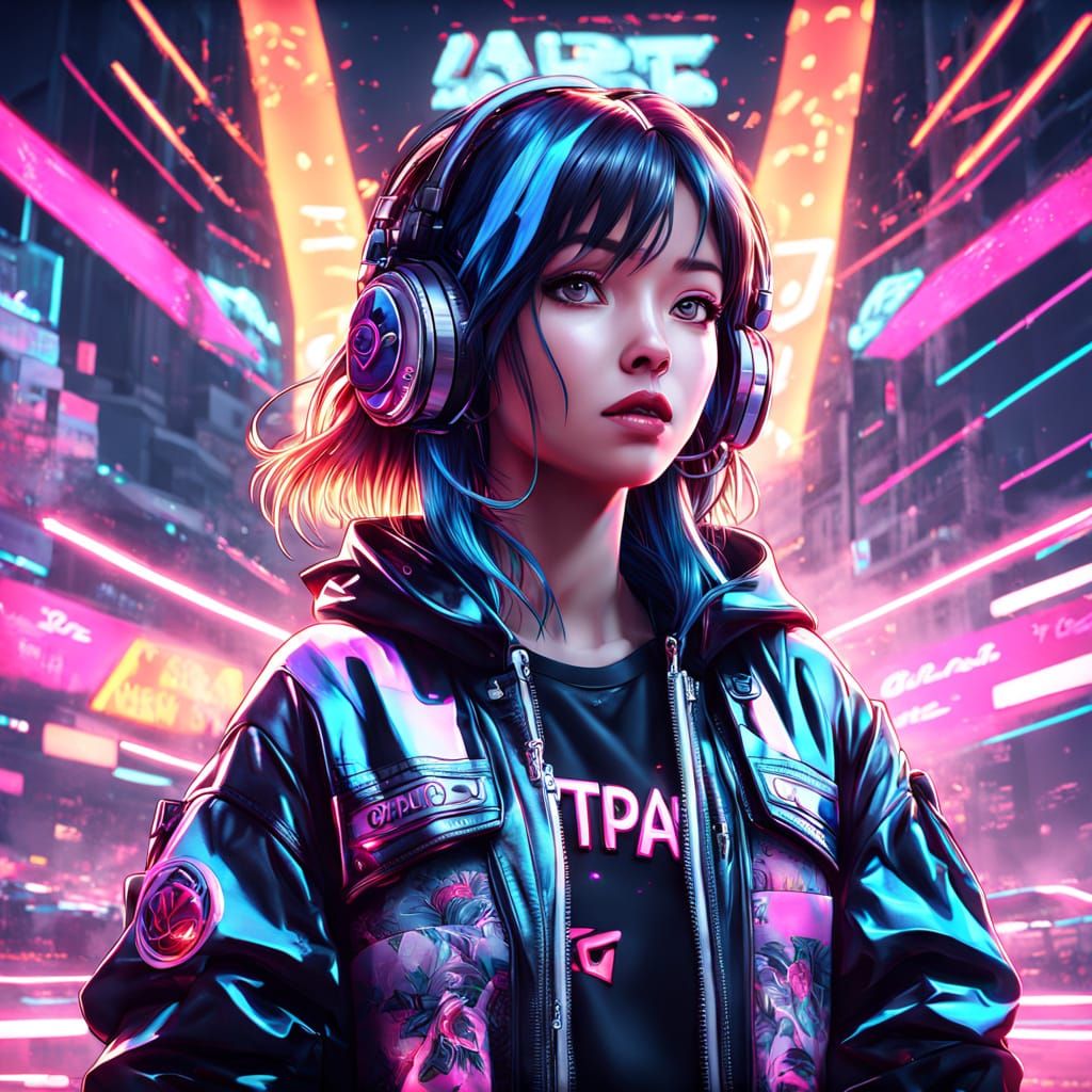 Confident K-Pop Idol Rose in Neon-Lit Urban Setting