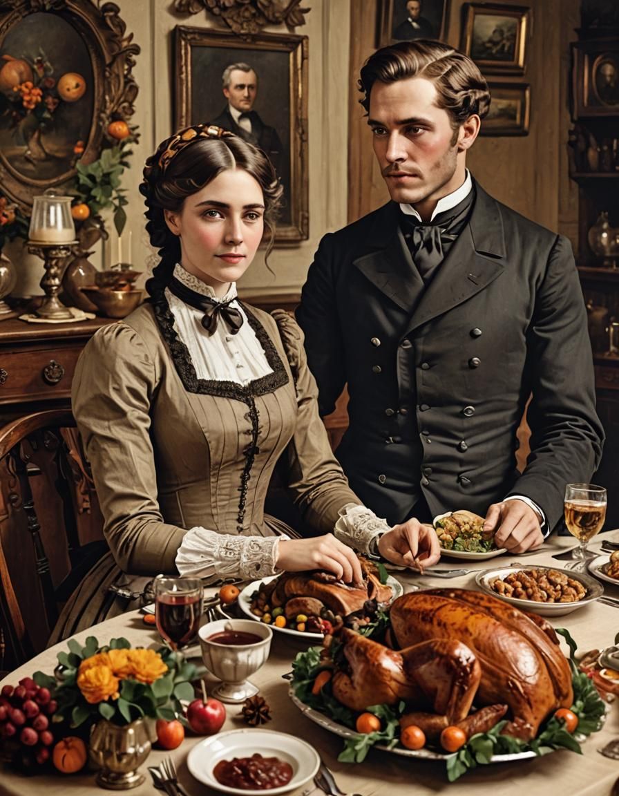 Victorian Thanksgiving Dinner: A Loving Home Scene