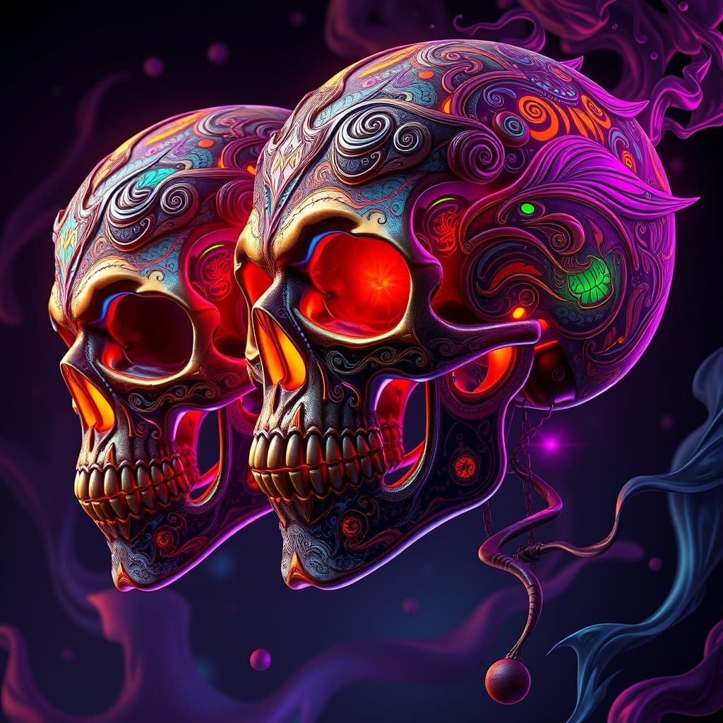Hyperdetailed Skulls with Dynamic Lighting and Ornate Patter...