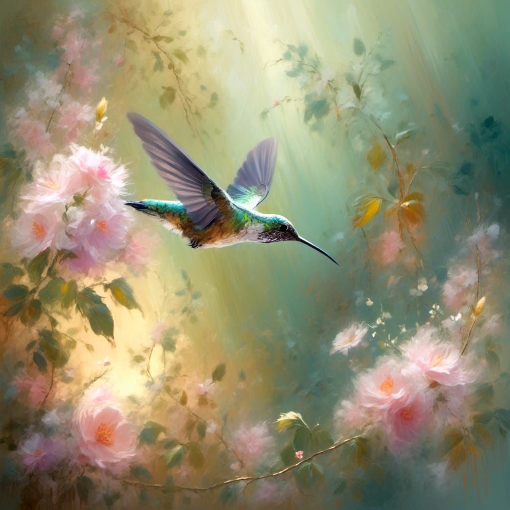 Hummingbird in Flight: A Digital Painting