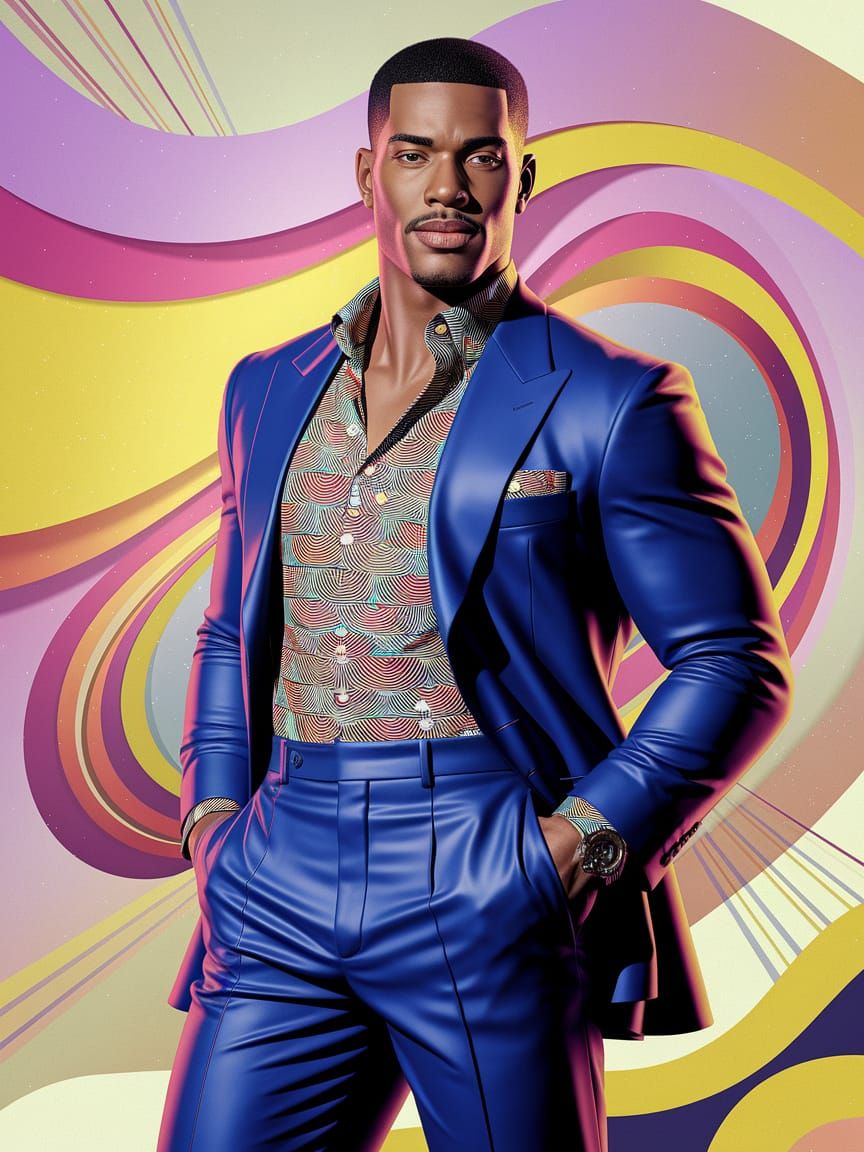 Confident Black Dandy in Vibrant Pop Art Style