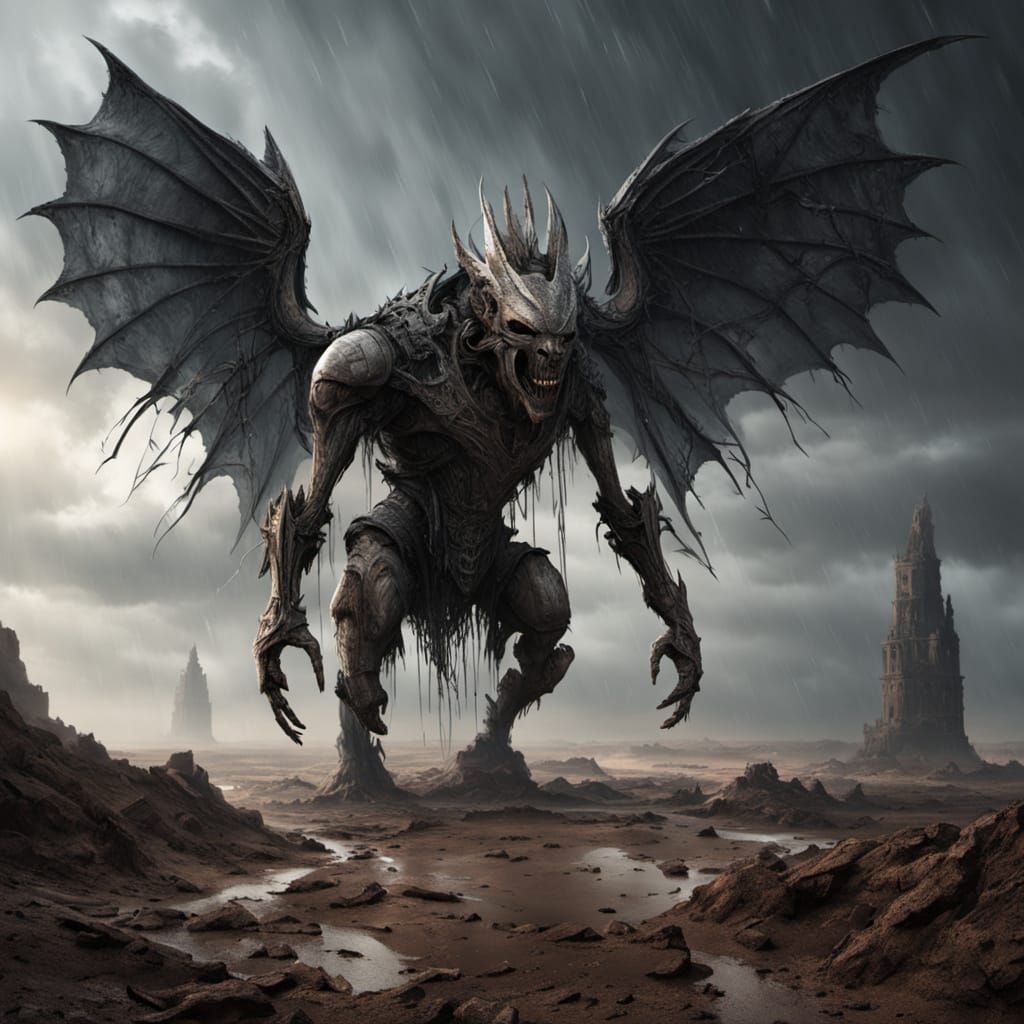 Broken Cupid in Dystopian Horror Landscape