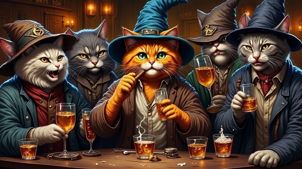 Garfield at Dimly Lit Bar in Underground Comic Style