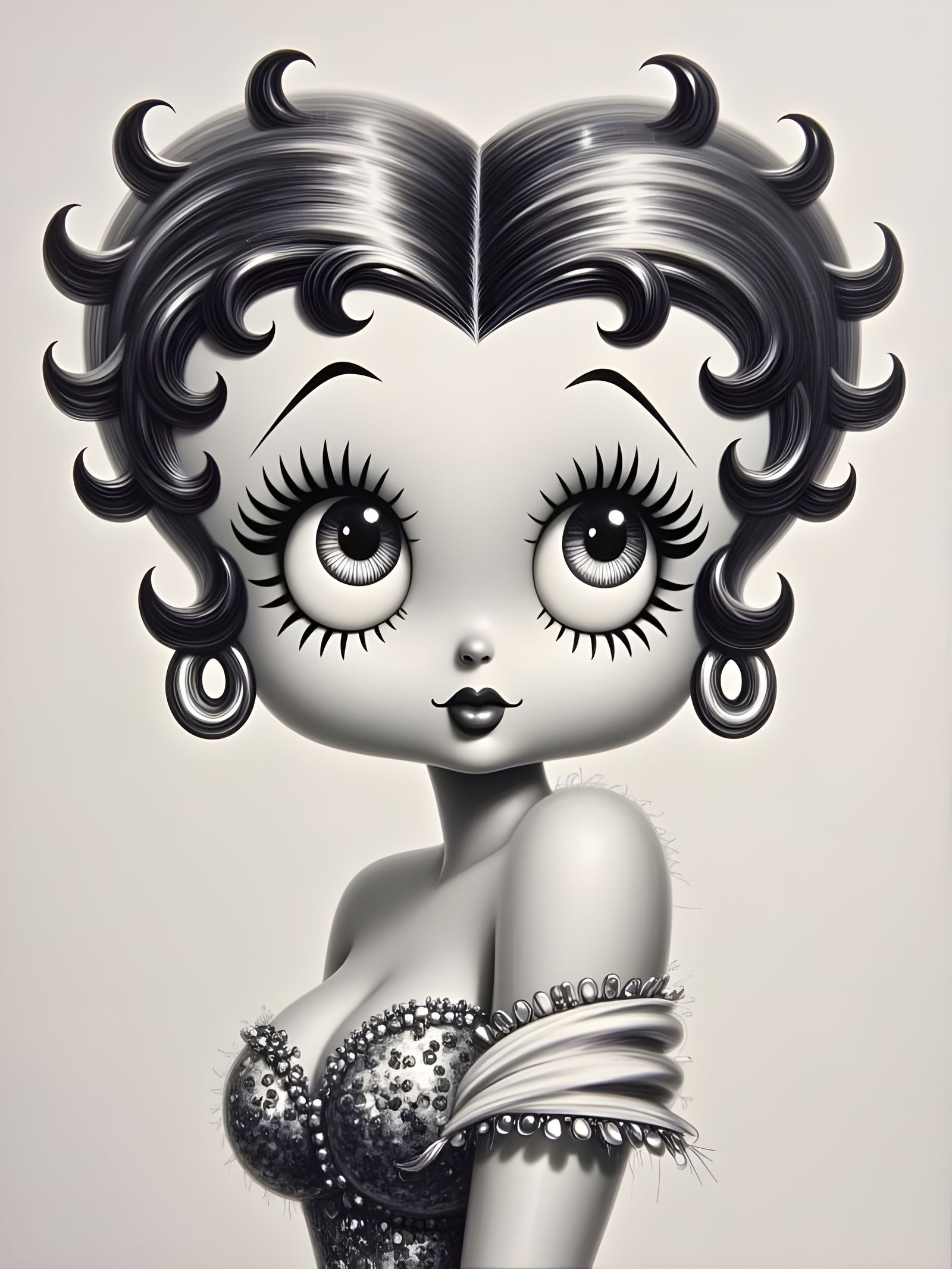 Betty Boop Pencil Sketch in Classic Disney Style