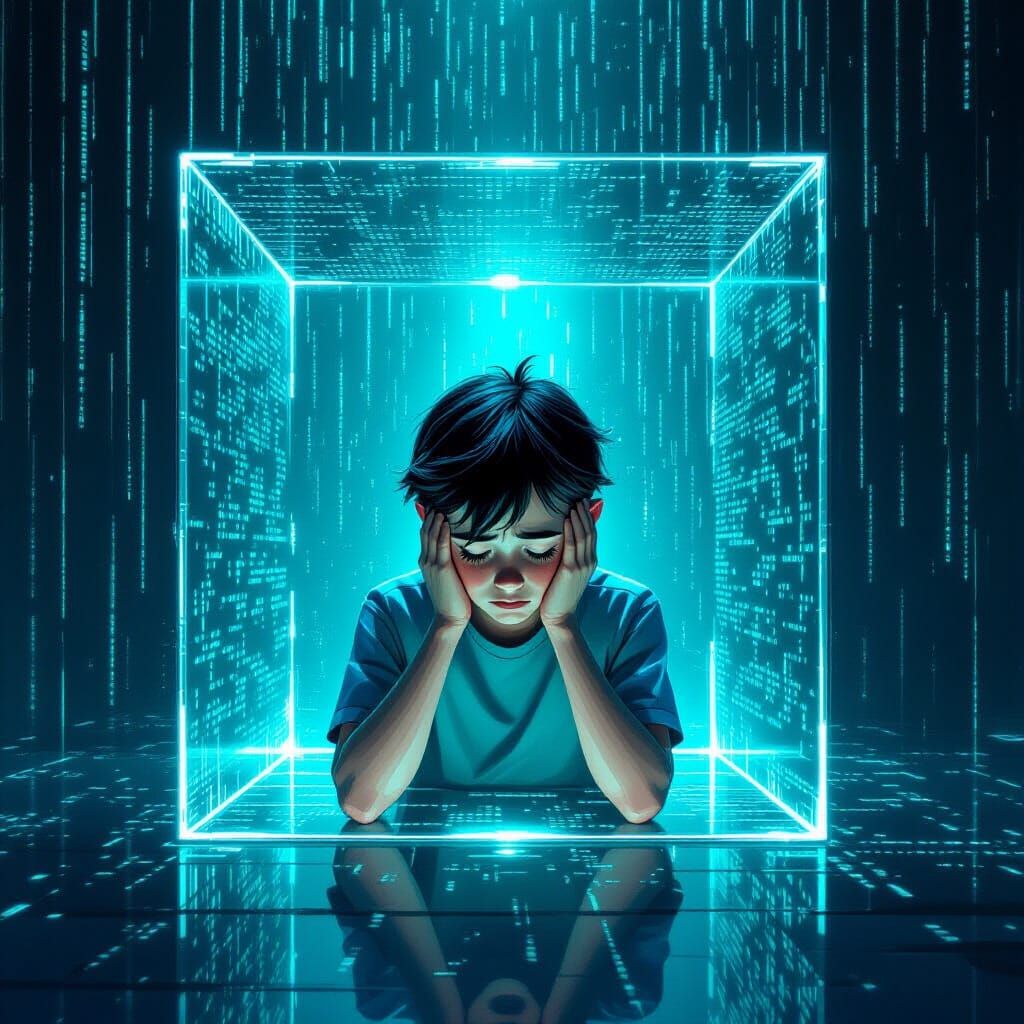 Pinocchio in Digital Prison: Painterly Style Illustration