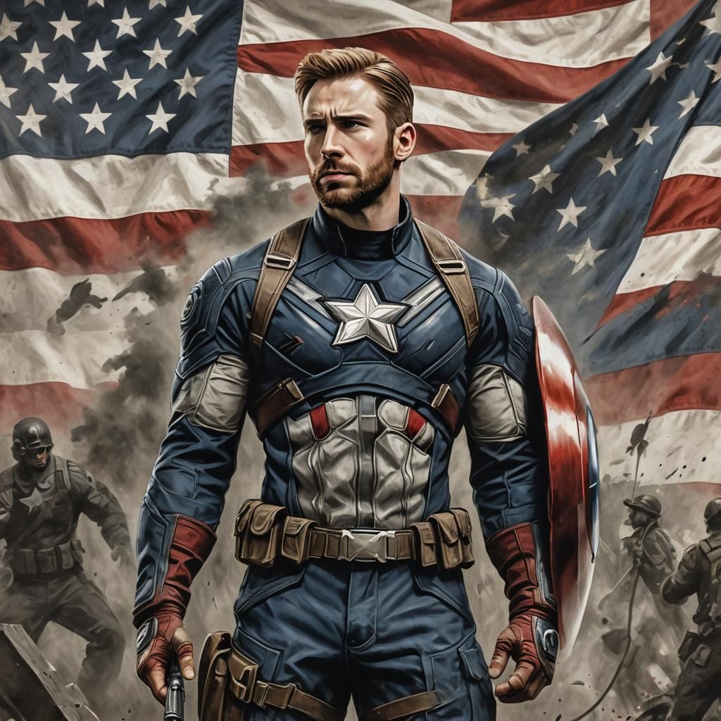 Detailed Charcoal Drawing of Captain America