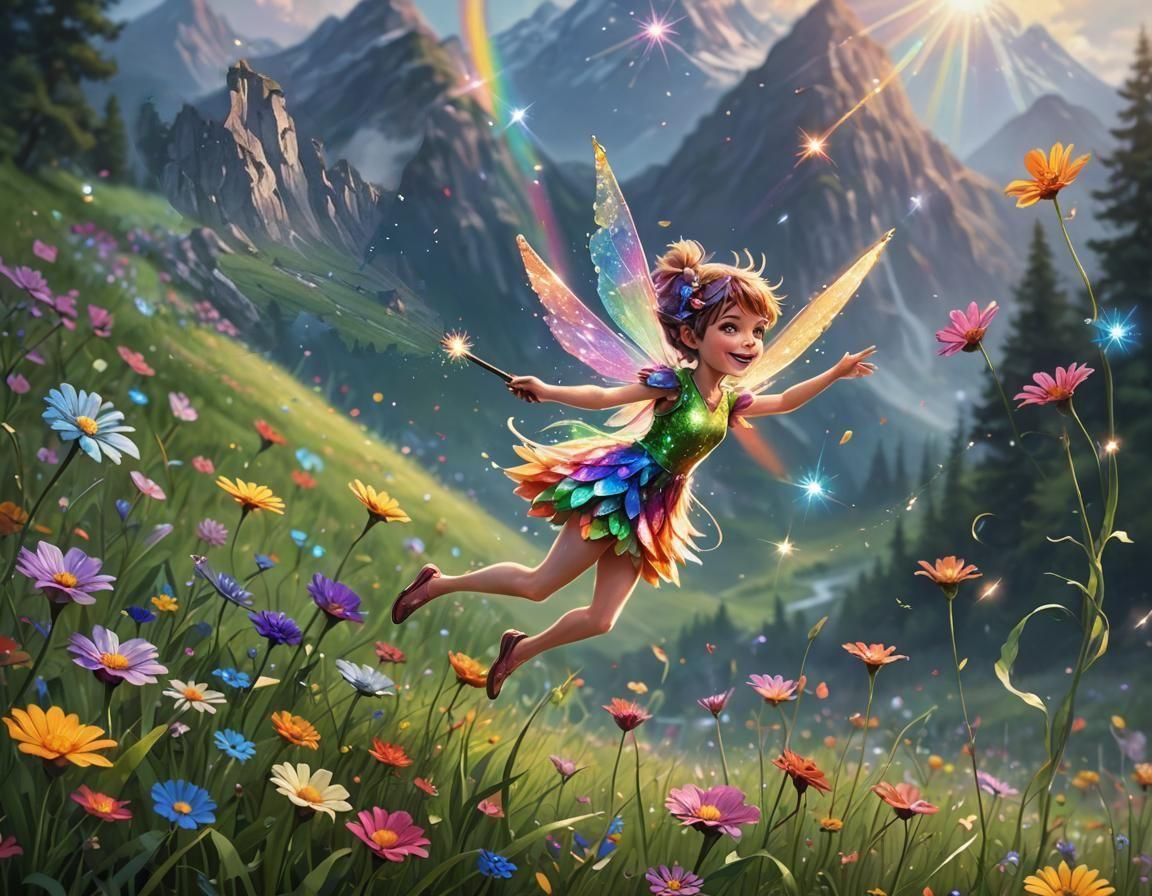 Pixie's Magic Creates Rainbow Flower Trail