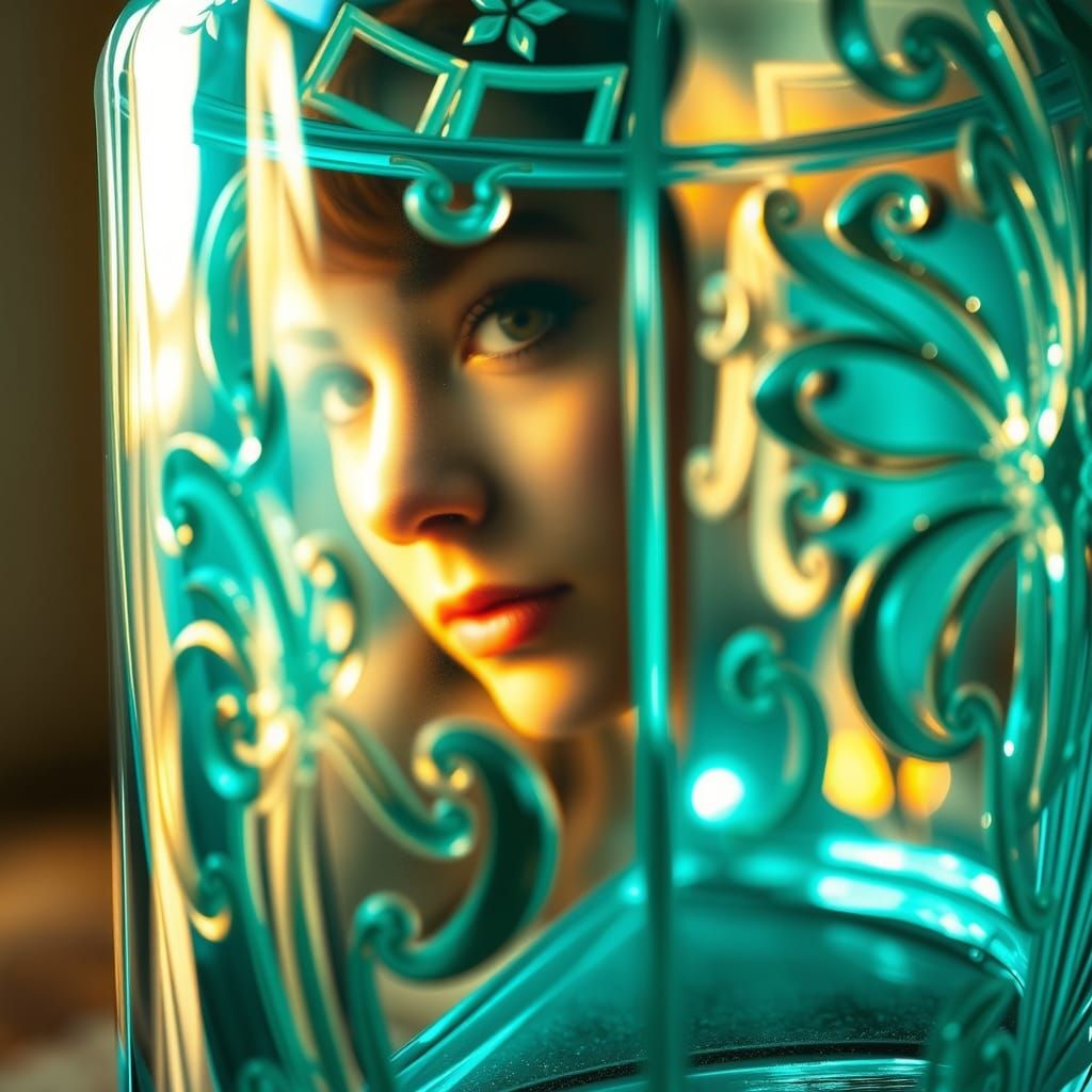 Vintage Turquoise Perfume Bottle in Photorealistic Style