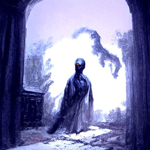 Sinister Shadow Figure in Gothic Horror Style