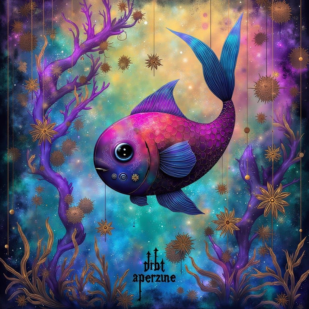 Whimsical Mumble Fish in Miyazaki-Inspired Oceanic Scene