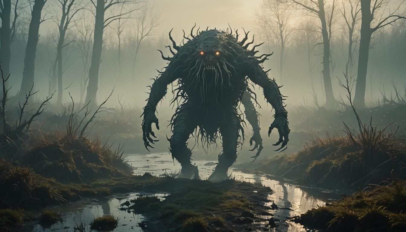 Mirelurk Emerges from Mist-Shrouded Fen