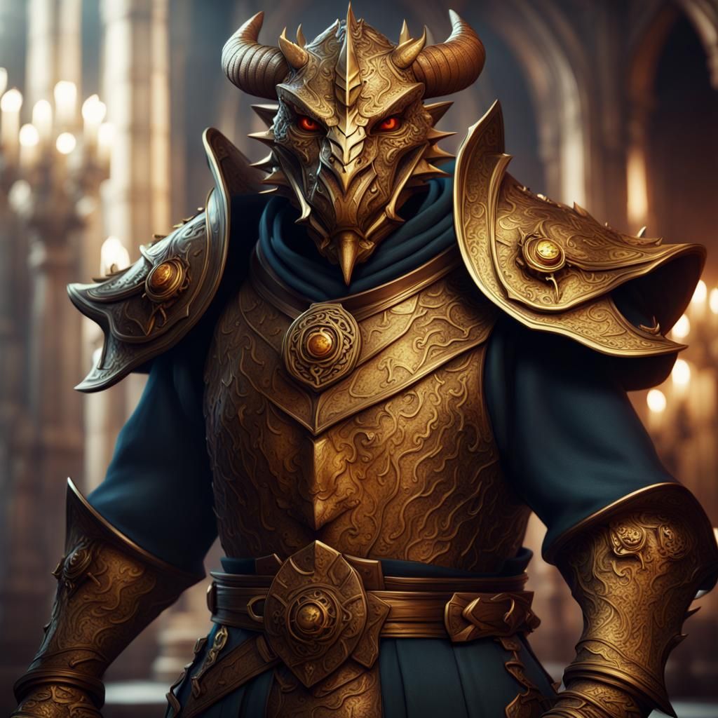 Brass Dragonborn Fighter: Detailed Fantasy Art