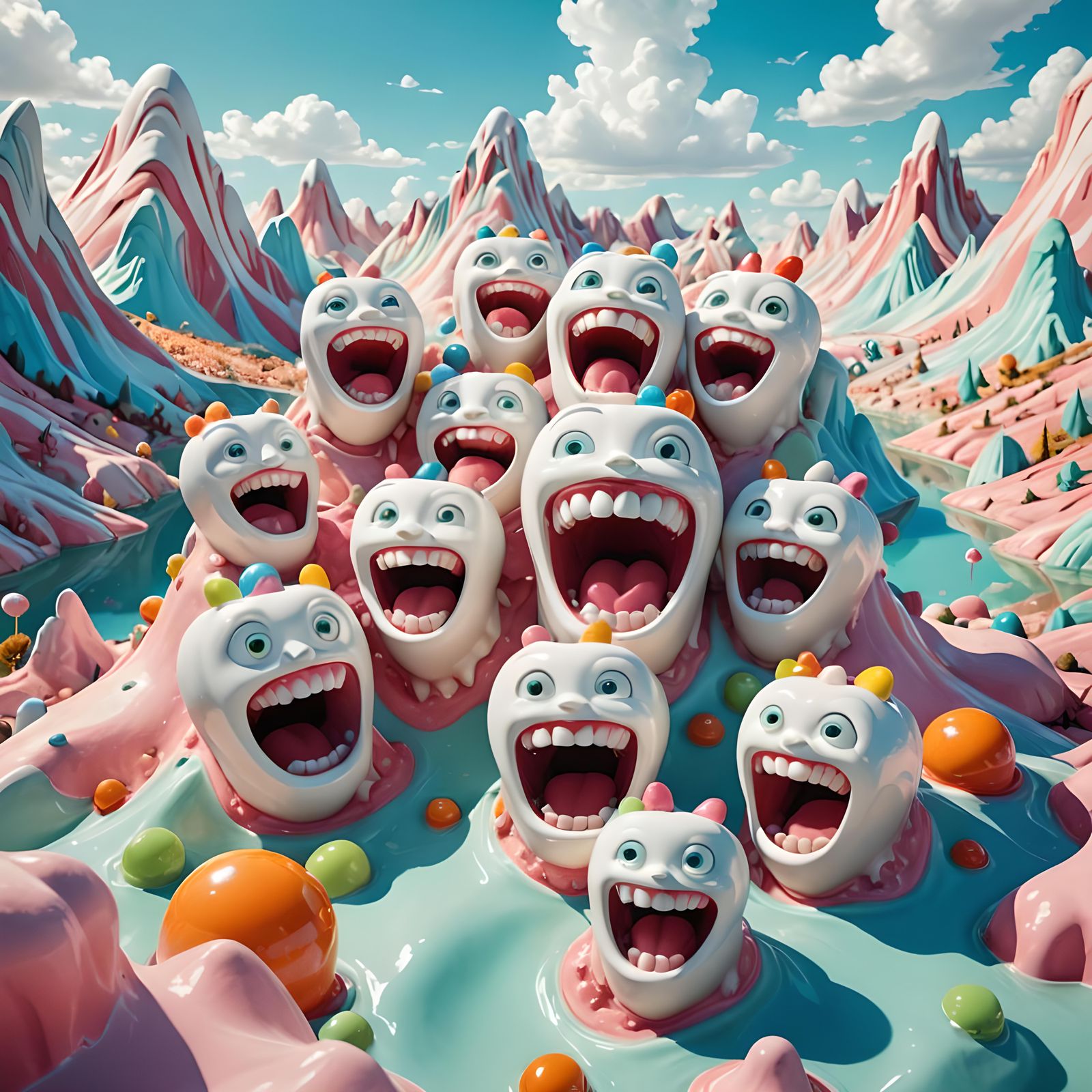 Cartoon Wisdom Teeth in Mouth-Themed Land