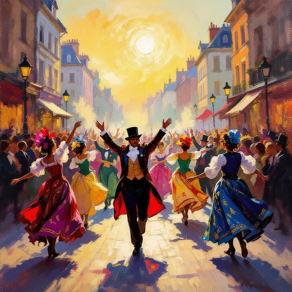 Street Theatre Performance in Golden Hour Light