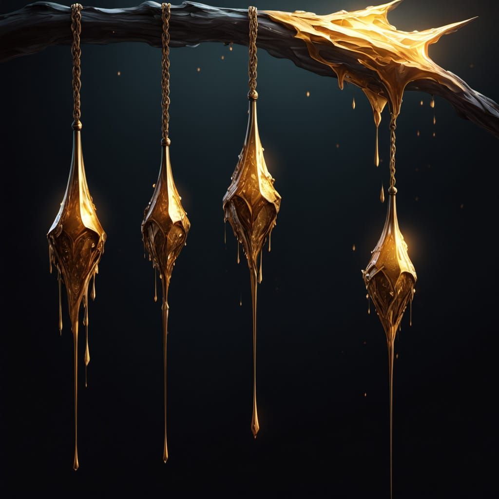 Melting Gold Spear in Dark Void