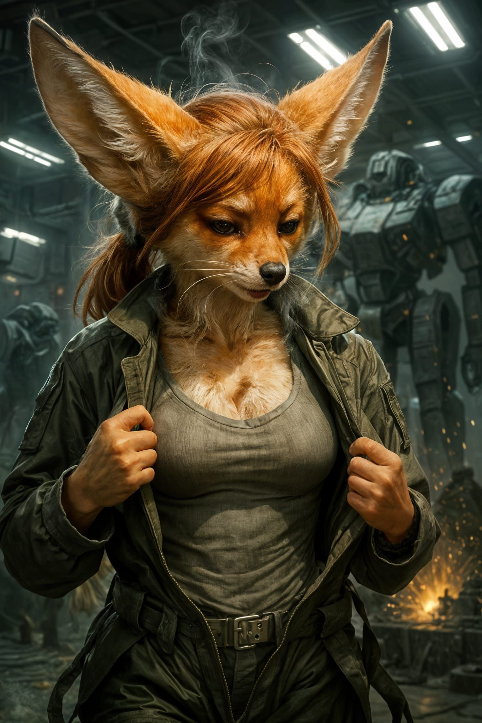 Epic Fantasy Fennec Fox Reveals Furry Form in Mech Armoury