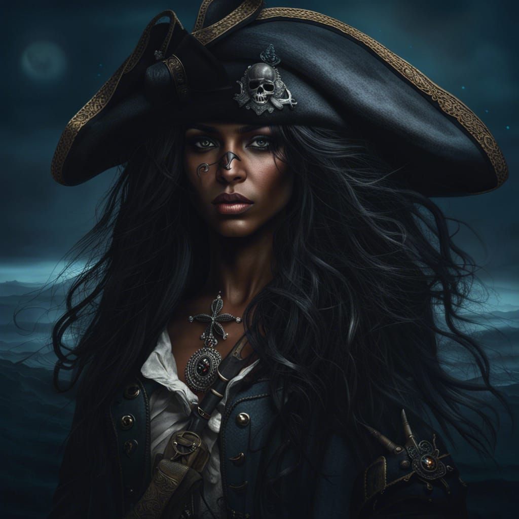 Ornate Portrait of a Beautiful Female Pirate