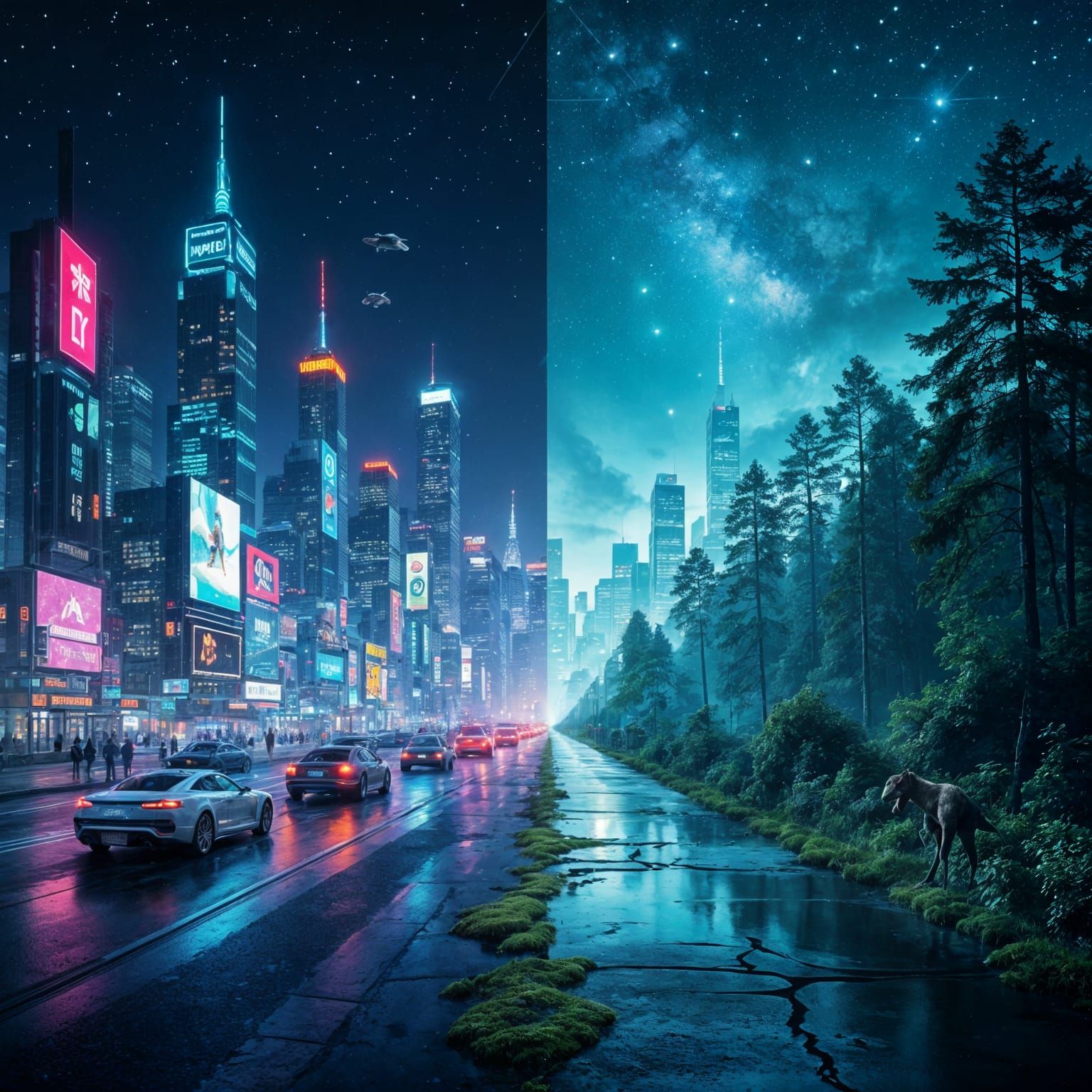 Futuristic City Meets Untouched Nature