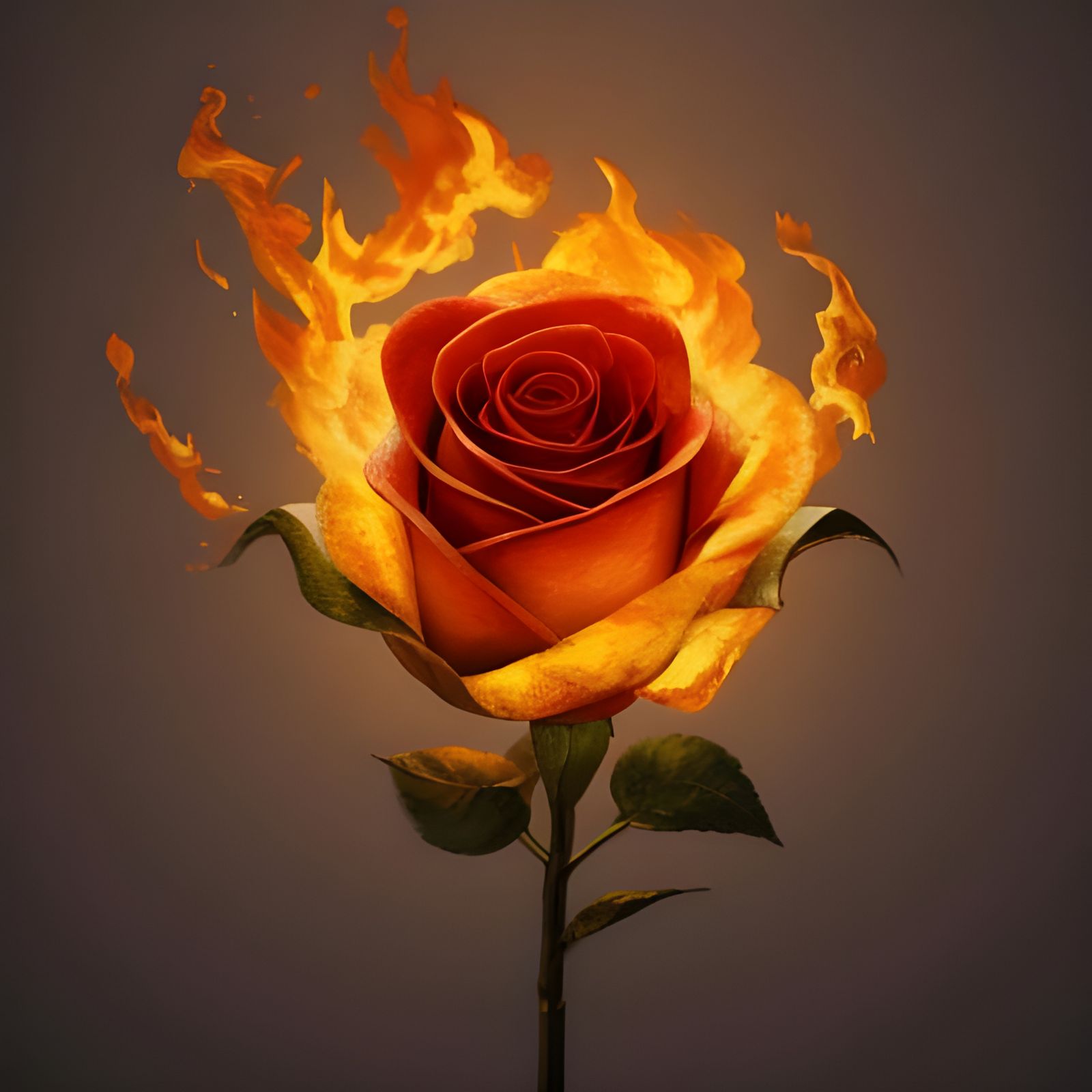 Flaming Rose of Love in Digital Art