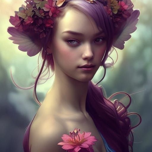 Fairy Awakens Lily in Art Nouveau Portrait