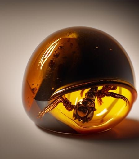 Alien Tick Encased in Amber: Hyperrealistic Close-Up