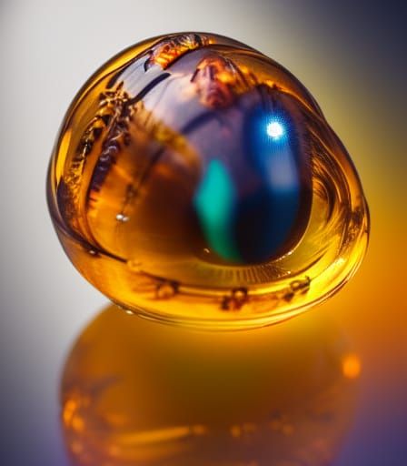 Alien Tick Encased in Amber: Hyperrealistic Close-Up